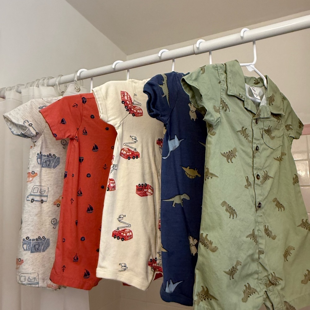 Carter's Colorful Vehicle and Dinosaur Bodysuit Set
